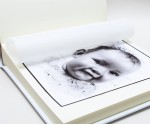 White Leather Christening Photo Album embossed in Silver with Gift Box