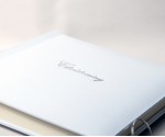 White Leather Christening Photo Album embossed in Silver with Gift Box