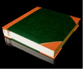 Self Adhesive Photo Album - Green with Tan Spine / Tan Corners - Overall Page Size: 315 x 325mm, 12 1/4" x 12 3/4"