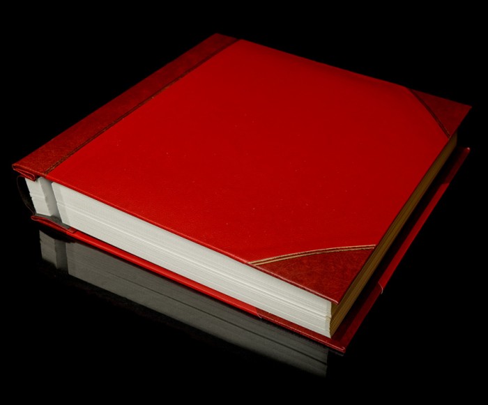 Self Adhesive Photo Album - Red Two-Tone Cover - Overall Page Size: 315 x 325mm, 12 1/4" x 12 3/4"