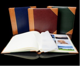 Traditional Photo Album - English Library Tan Spine/Corners - Classic Three - Page Size 13 3/4" x 13 3/4"