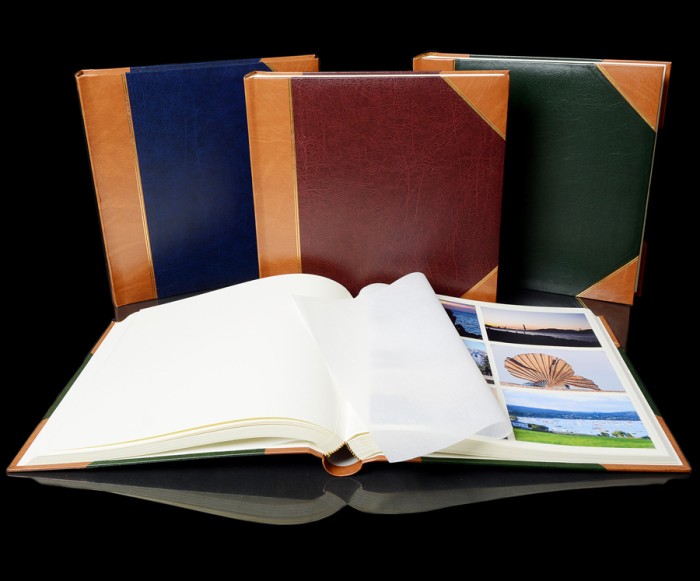 Traditional Photo Album - English Library Tan Spine/Corners - Classic Three - Page Size 13 3/4" x 13 3/4"