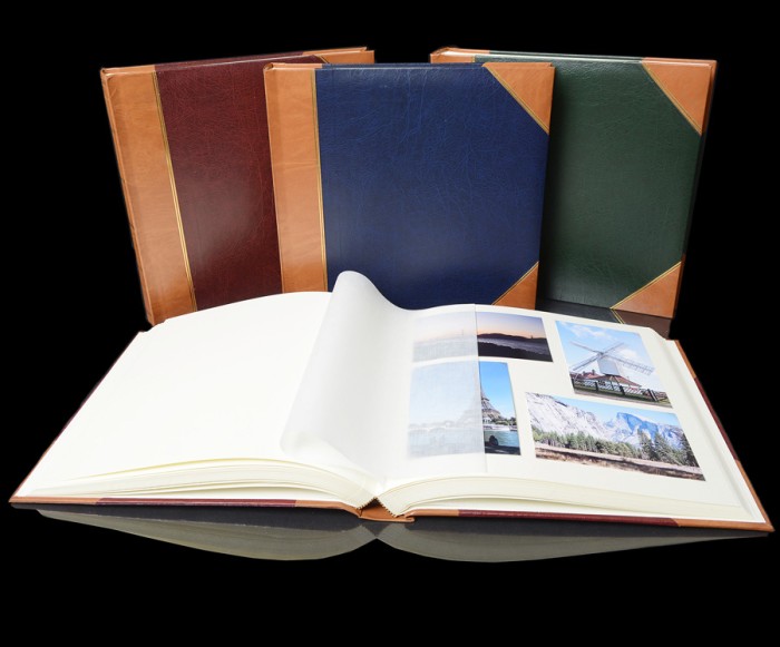 Traditional Photo Album - English Library Tan Spine/Corners - Classic Two - Page Size 12 1/2" x 12 1/4"