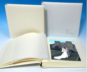 Leather Wedding Photo Album - Classic Three - Ivory White or Cream - Page Size 13 3/4" x 13 3/4"