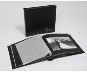 Leather Wedding Photo Album - Classic Three - Black / Black Pages - Page Size 13 3/4" x 13 3/4"