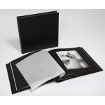 Leather Wedding Photo Album - Classic 80 - Black / Black Pages - Page Size 9" x 8 3/4"